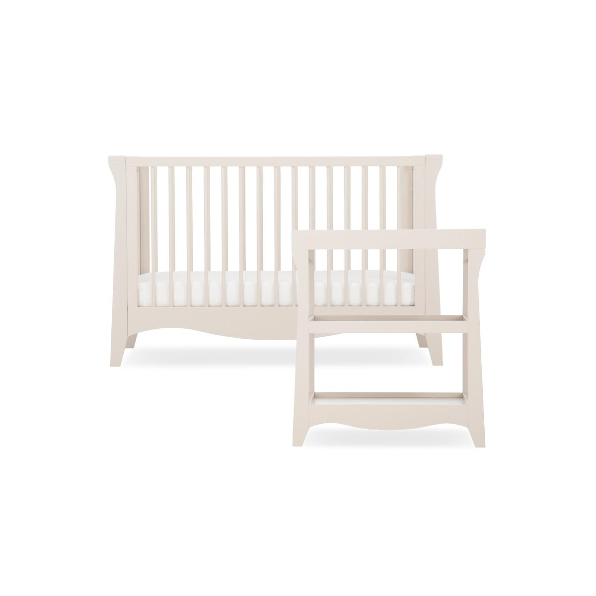 CuddleCo Clara Mini 2 Piece Nursery Furniture Set with Cot Bed and Changer - Cashmere