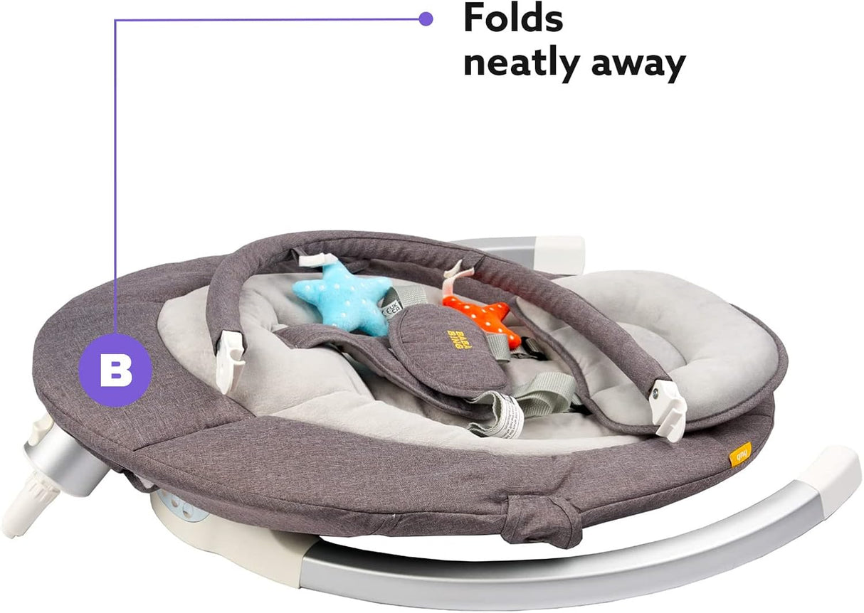 Bababing Hub Bluetooth Electric Baby Swing - Grey