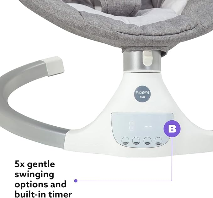 Bababing Hub Bluetooth Electric Baby Swing - Grey