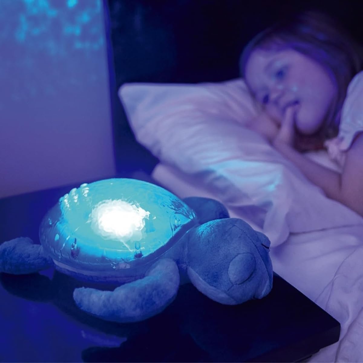 Cloud B Tranquil Turtle Rechargeable Projector Nightlight with White Noise Soothing Sounds - Aqua Blue