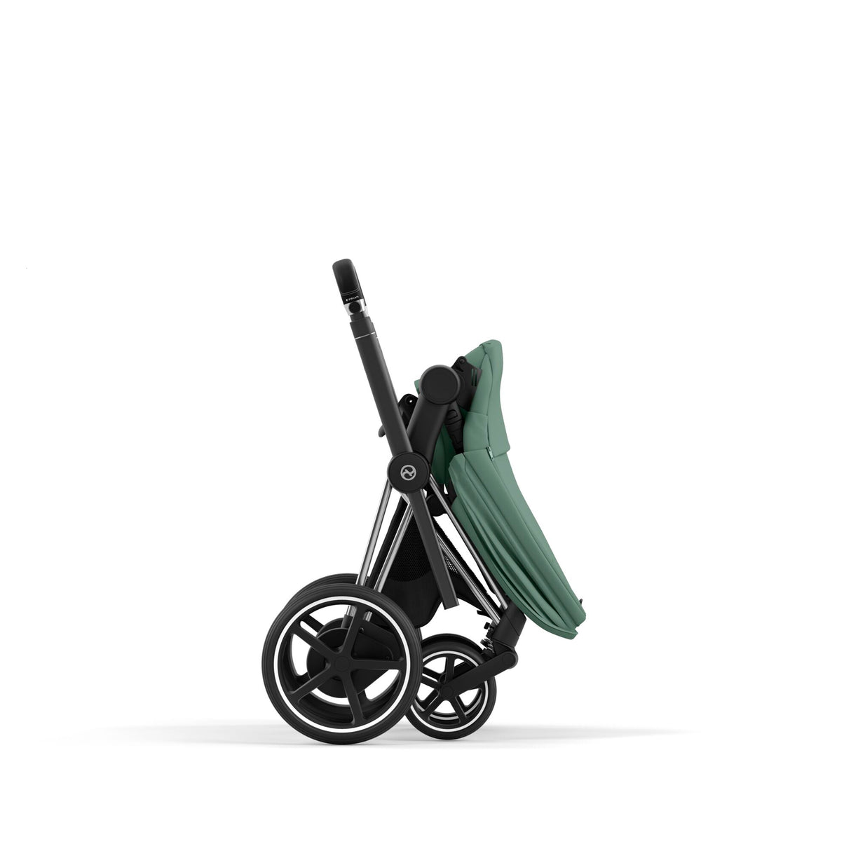 Cybex e-Priam Travel System with Accessories, Cloud T Car Seat & ISOFIX Base - Leaf Green / Chrome Black Frame