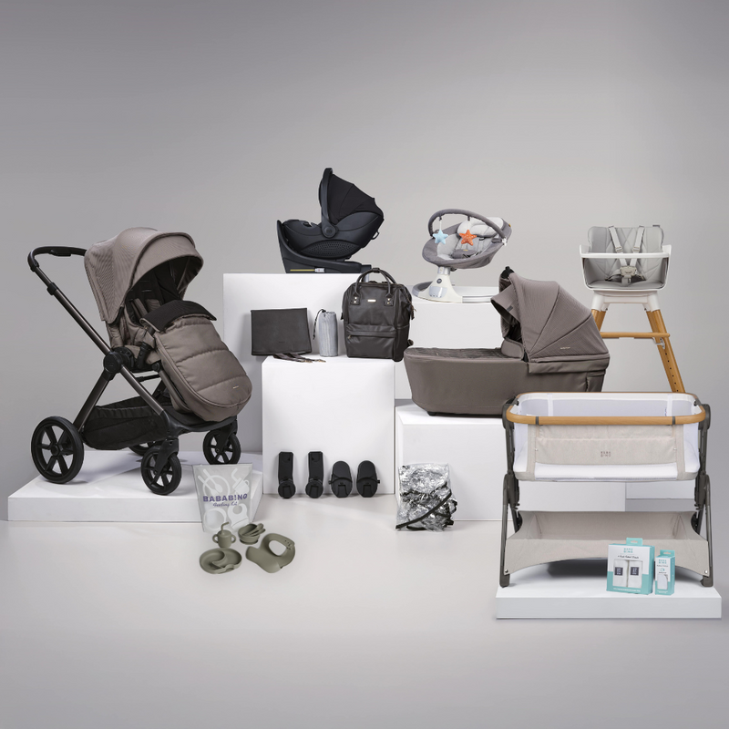 BabaBing 18 Piece Raffi Travel, Home & Feeding Bundle with Spin Car Seat & ISOFIX Base - Mink
