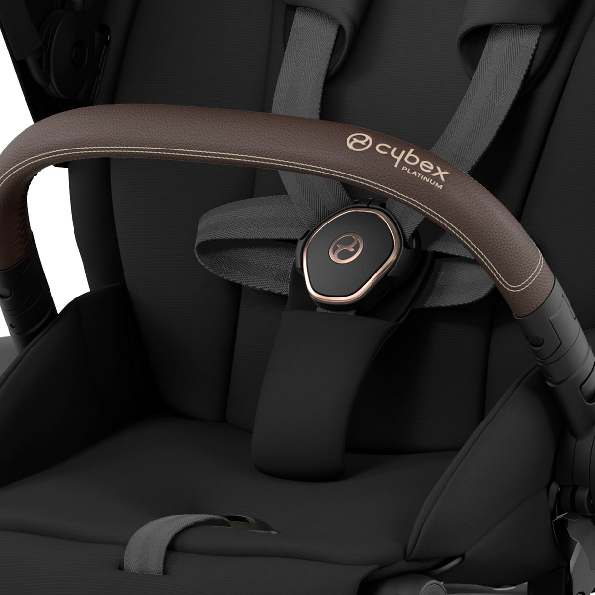 Cybex Priam Travel System with Accessories, Cloud T Car Seat & ISOFIX Base - Sepia Black / Rose Gold Frame