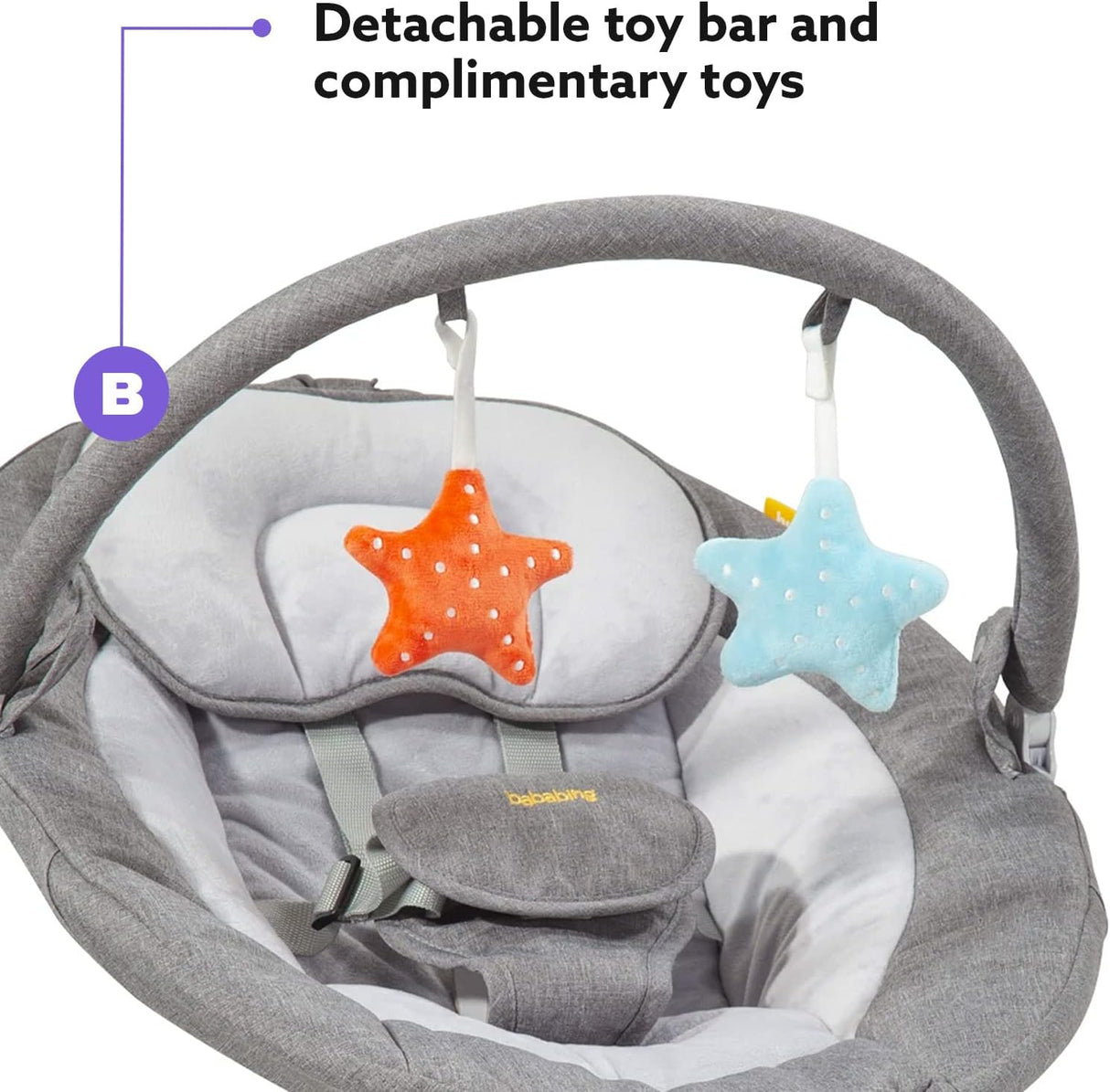 Bababing Hub Bluetooth Electric Baby Swing - Grey