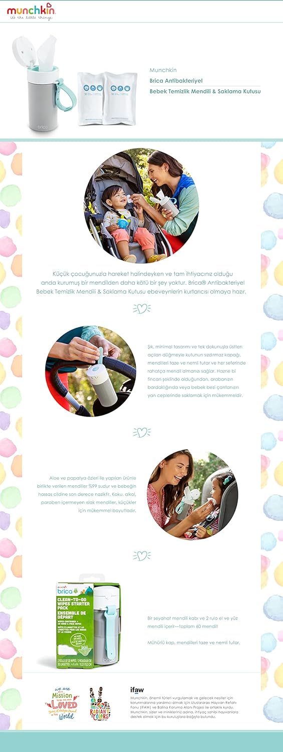 Munchkin Brica Clean-to-Go Wipes Dispensor Starter Pack