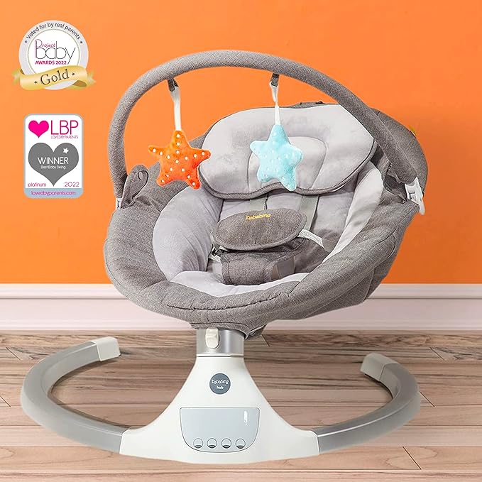 Bababing Hub Bluetooth Electric Baby Swing - Grey