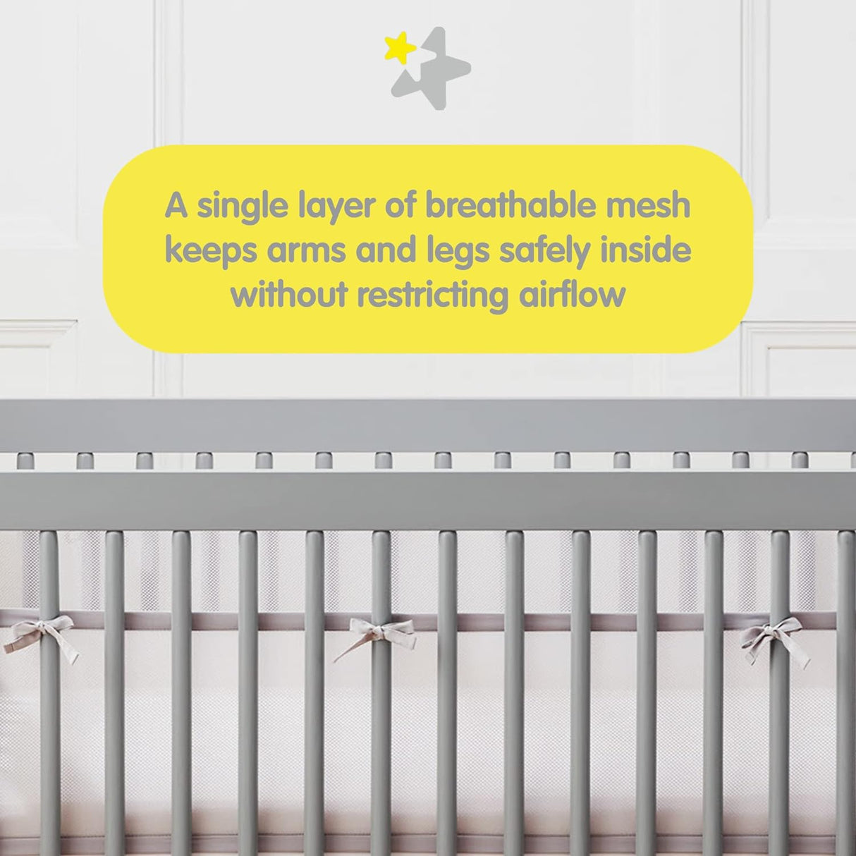 BreathableBaby Classic Breathable Mesh 4 Sided Crib Liner – White