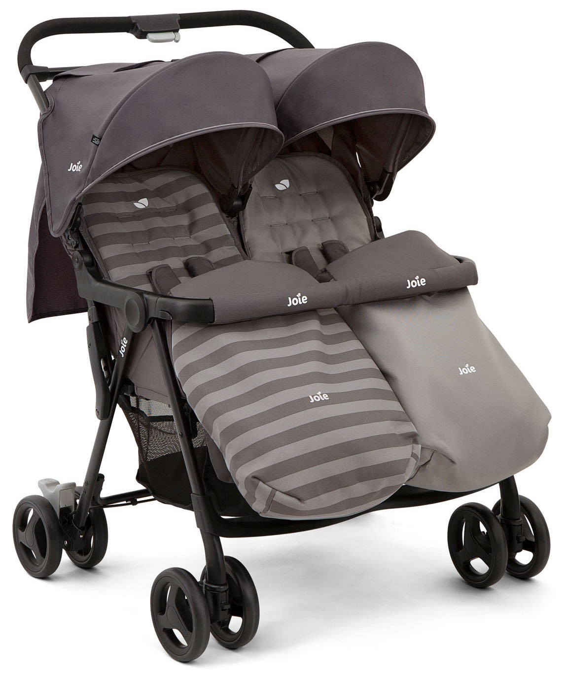Joie Aire Twin Double Stroller with Footmuffs - Dark Pewter