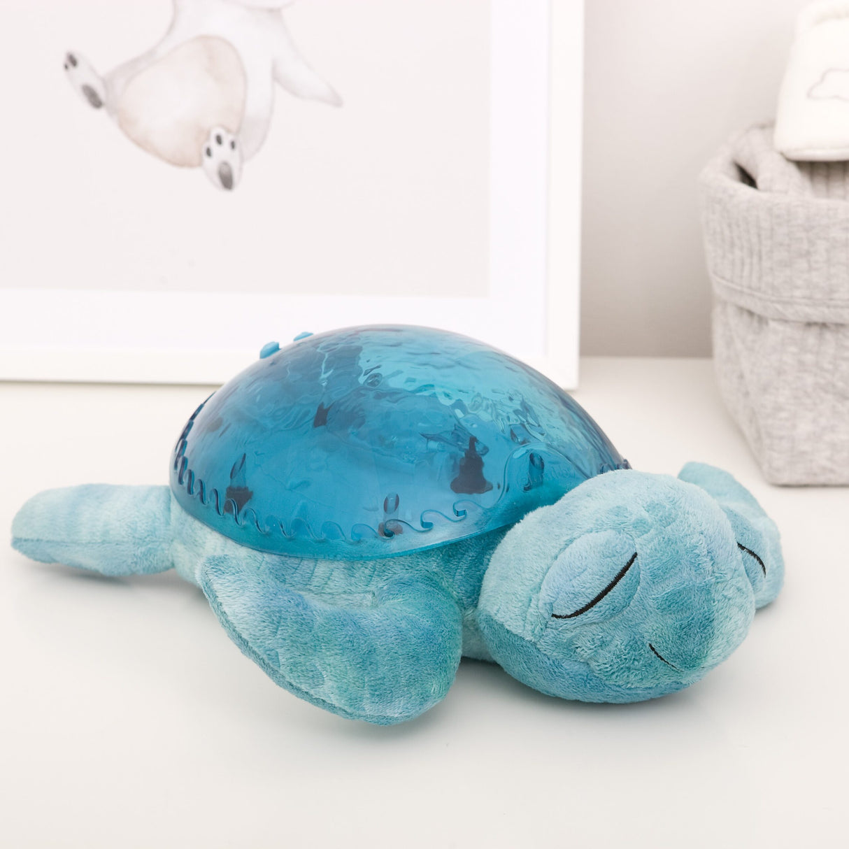 Cloud B Tranquil Turtle Rechargeable Projector Nightlight with White Noise Soothing Sounds - Aqua Blue