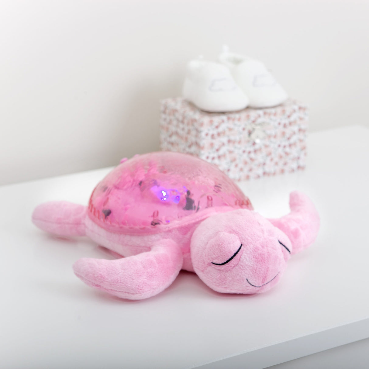 Cloud B Tranquil Turtle Rechargeable Projector Nightlight with White Noise Soothing Sounds - Pink