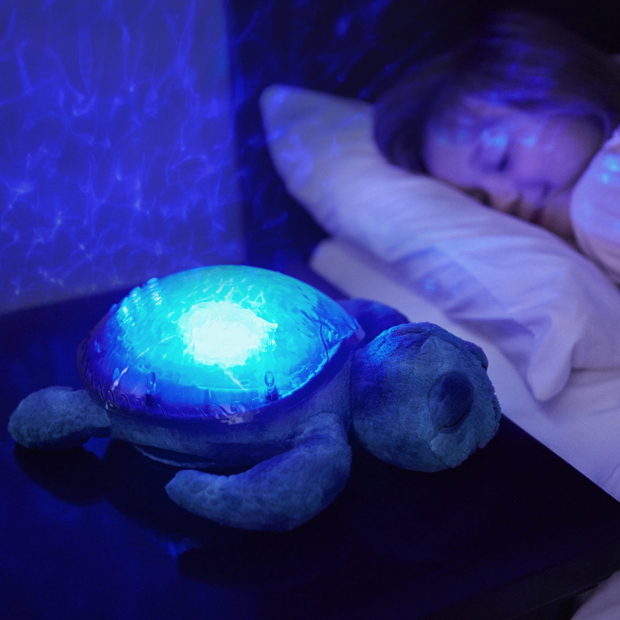 Cloud B Tranquil Turtle Rechargeable Projector Nightlight with White Noise Soothing Sounds - Ocean Blue
