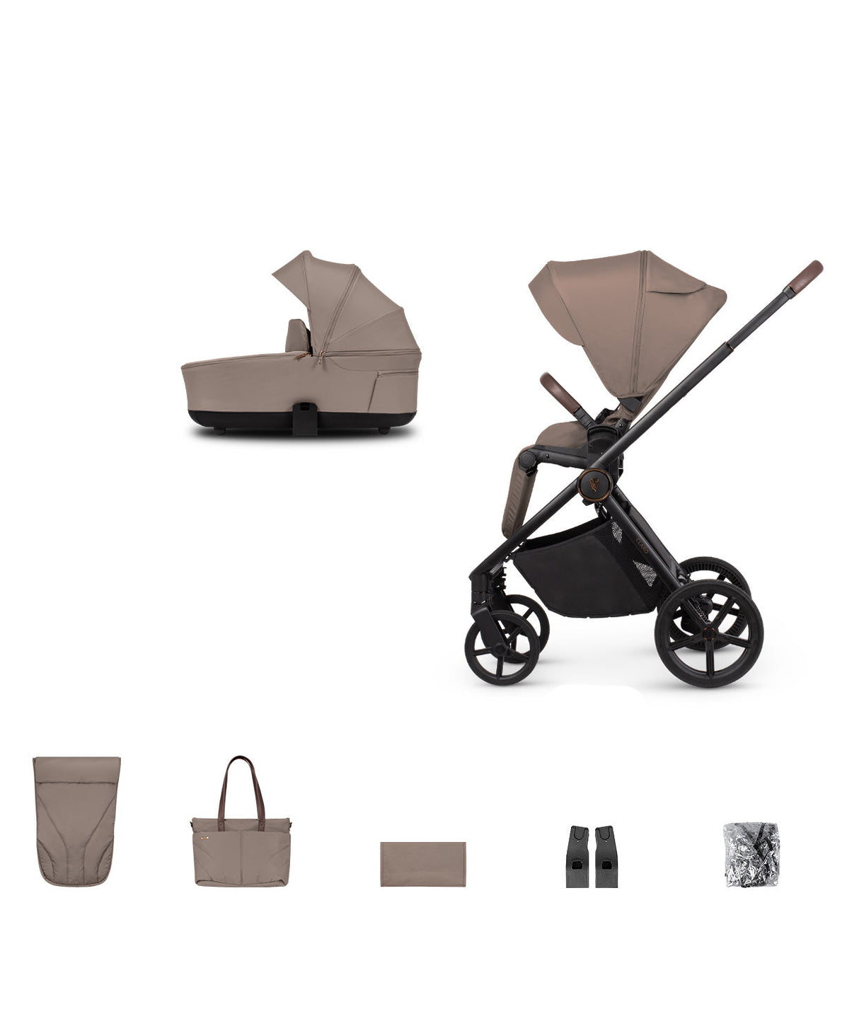 Venicci Claro 2 in 1 Pushchair Bundle with Accessories - Almond