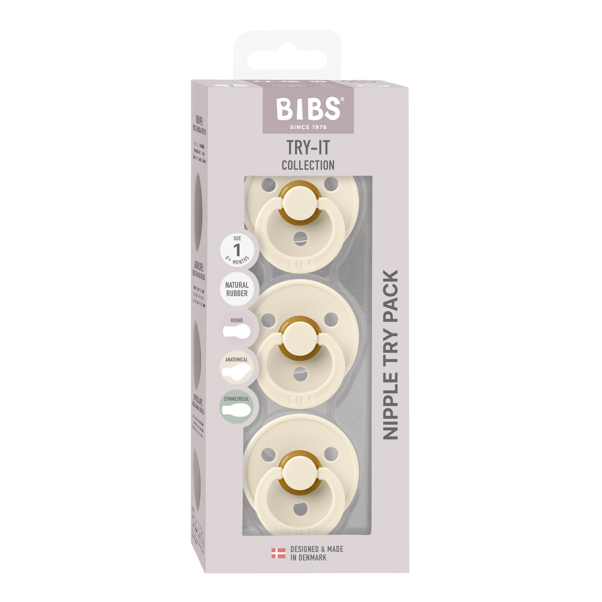 BIBS Colour Try It 3 Piece Pacifier Set - Ivory
