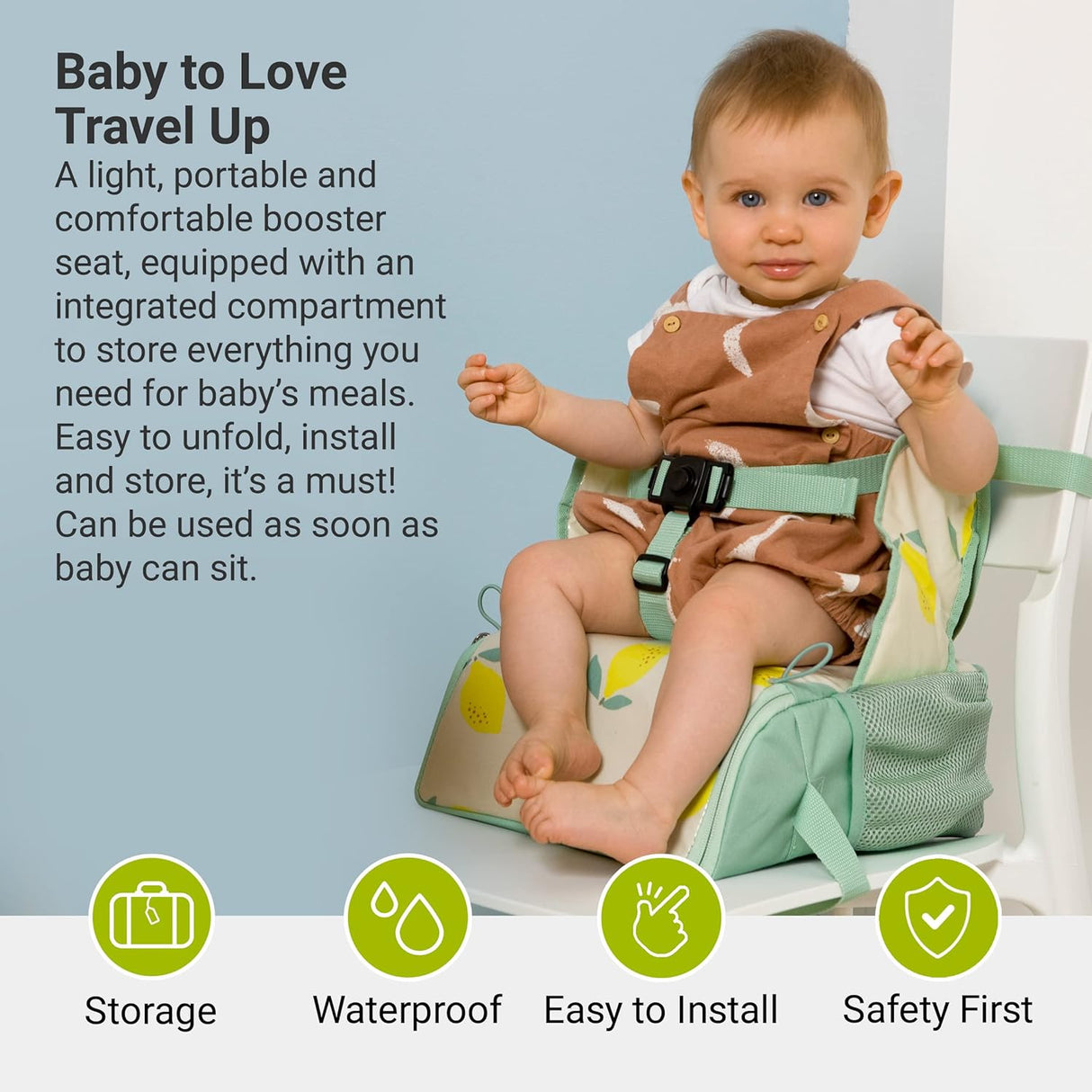 Baby to Love Travel Up Backpack Chair & Booster Seat - Happy Lemon