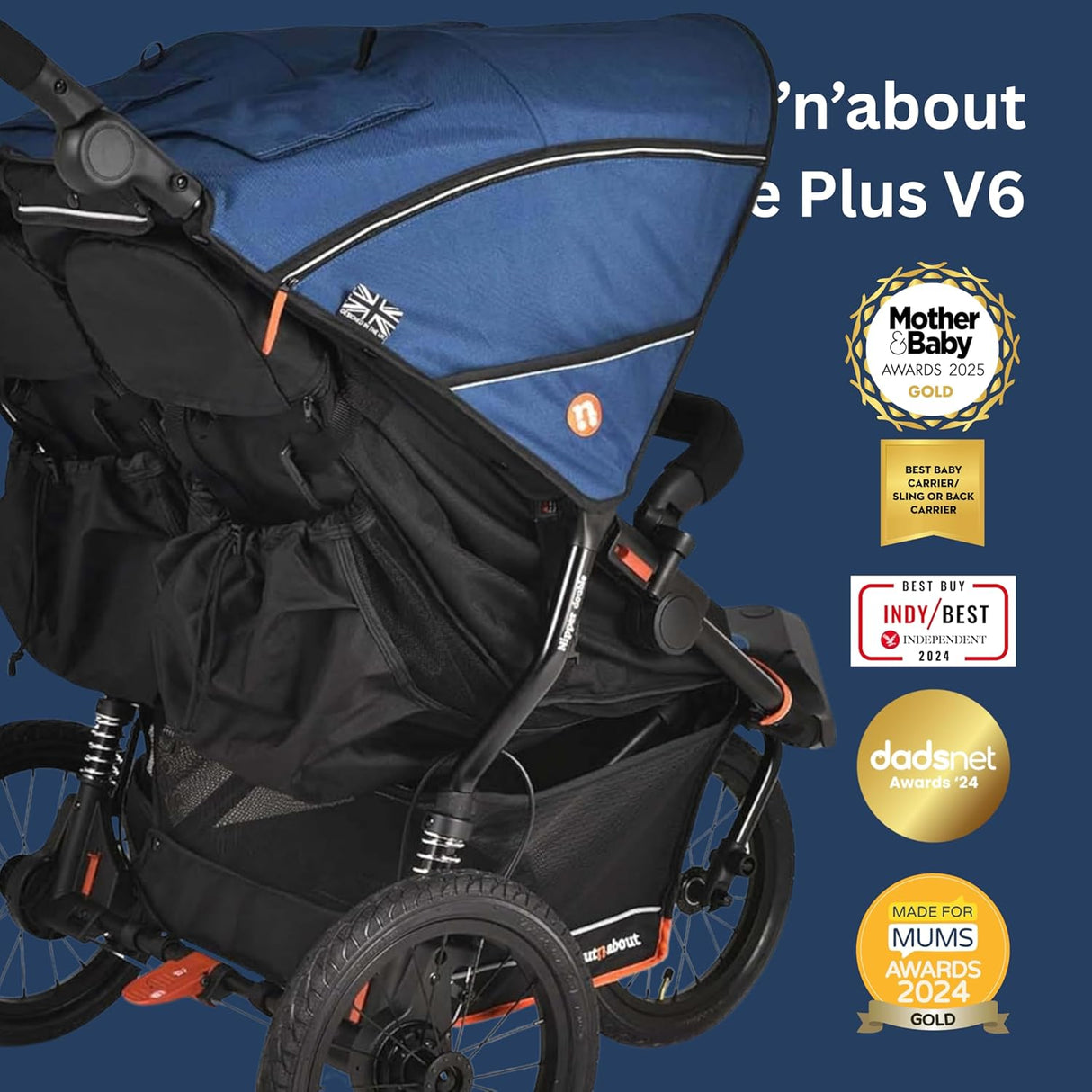 Out n About Nipper V6 Plus Double Pushchair - Highland Blue