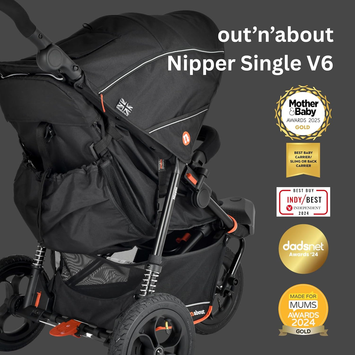 Out n About Nipper V6 Single Pushchair - Summit Black