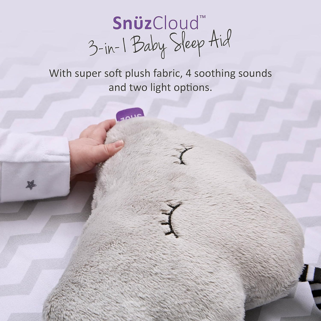 SnuzCloud 3-in-1 Baby Sleep Aid & Night Light - Grey