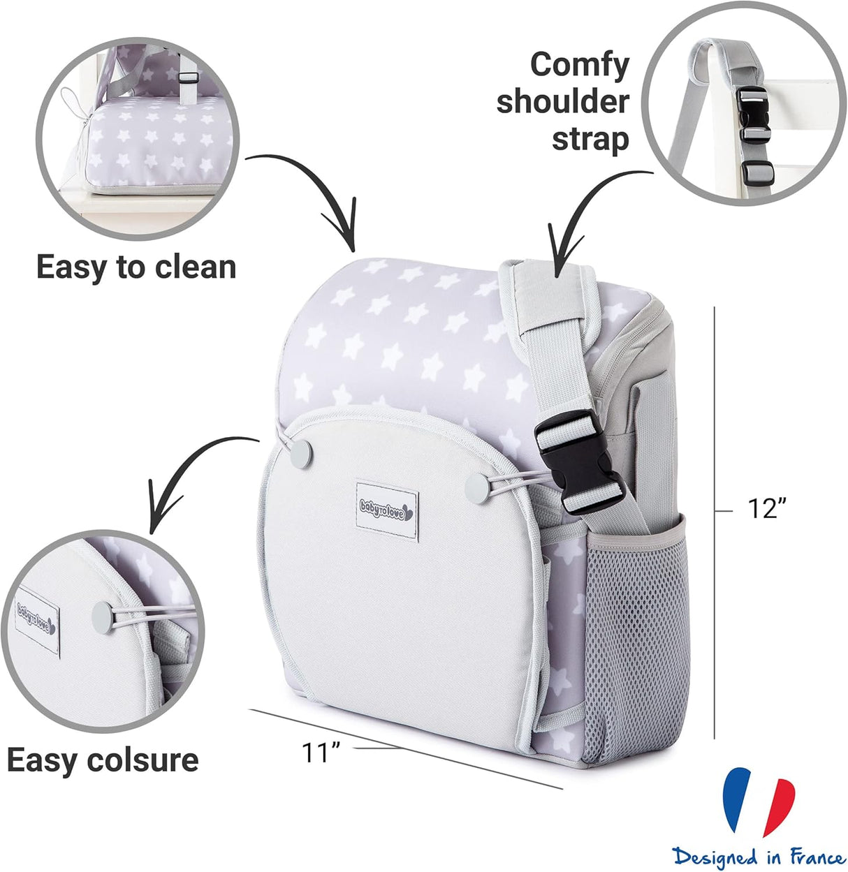 Baby to Love Travel Up Backpack Chair & Booster Seat - White Stars