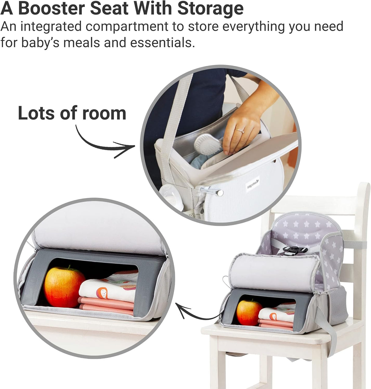 Baby to Love Travel Up Backpack Chair & Booster Seat - White Stars