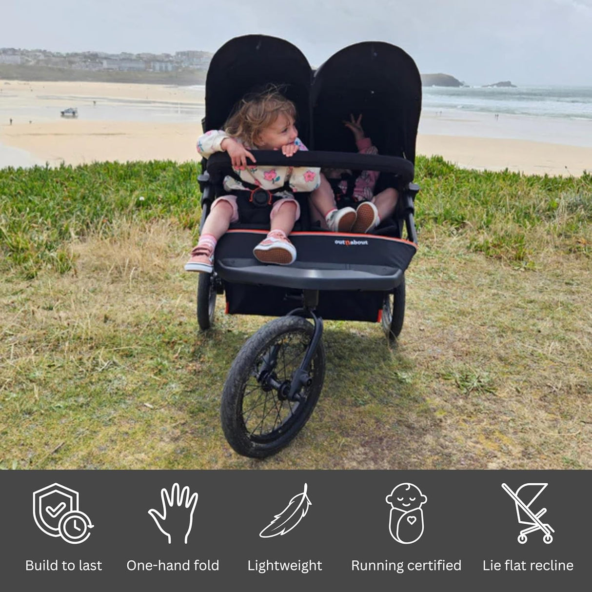 Out n About Nipper V6 Plus Double Pushchair - Brambleberry Red