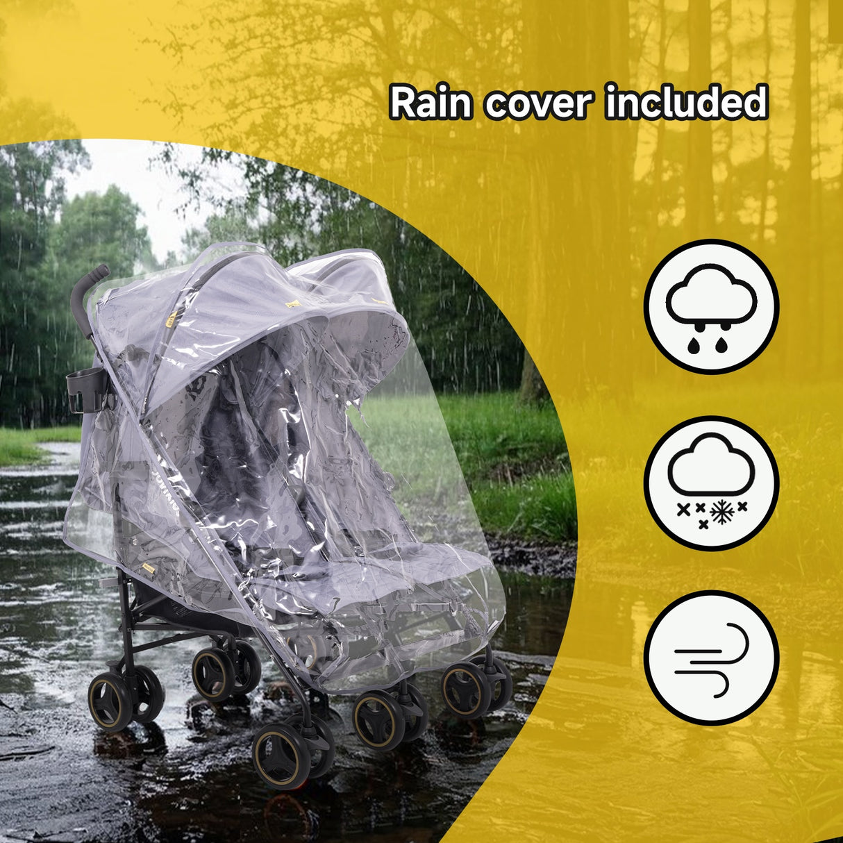 Jovikids Ezra Twin Double Stroller - Grey