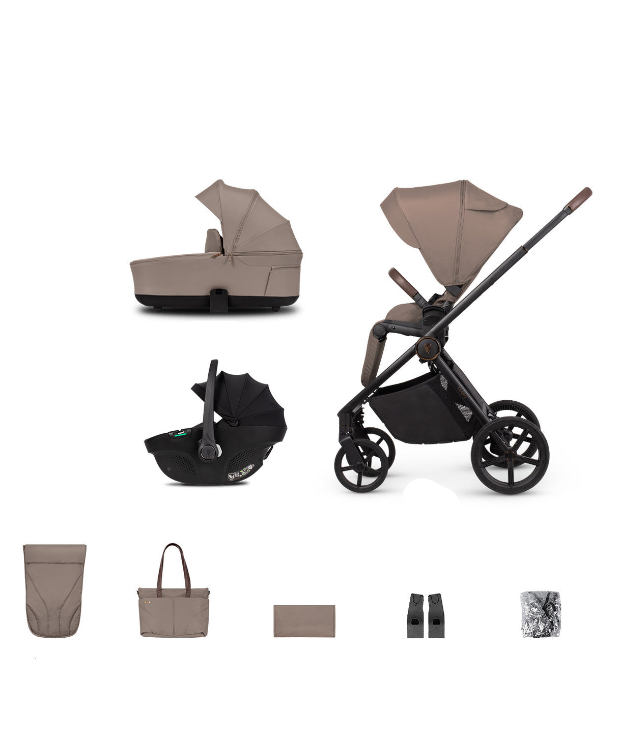 Venicci Claro Travel System with Tiago Car Seat - Almond