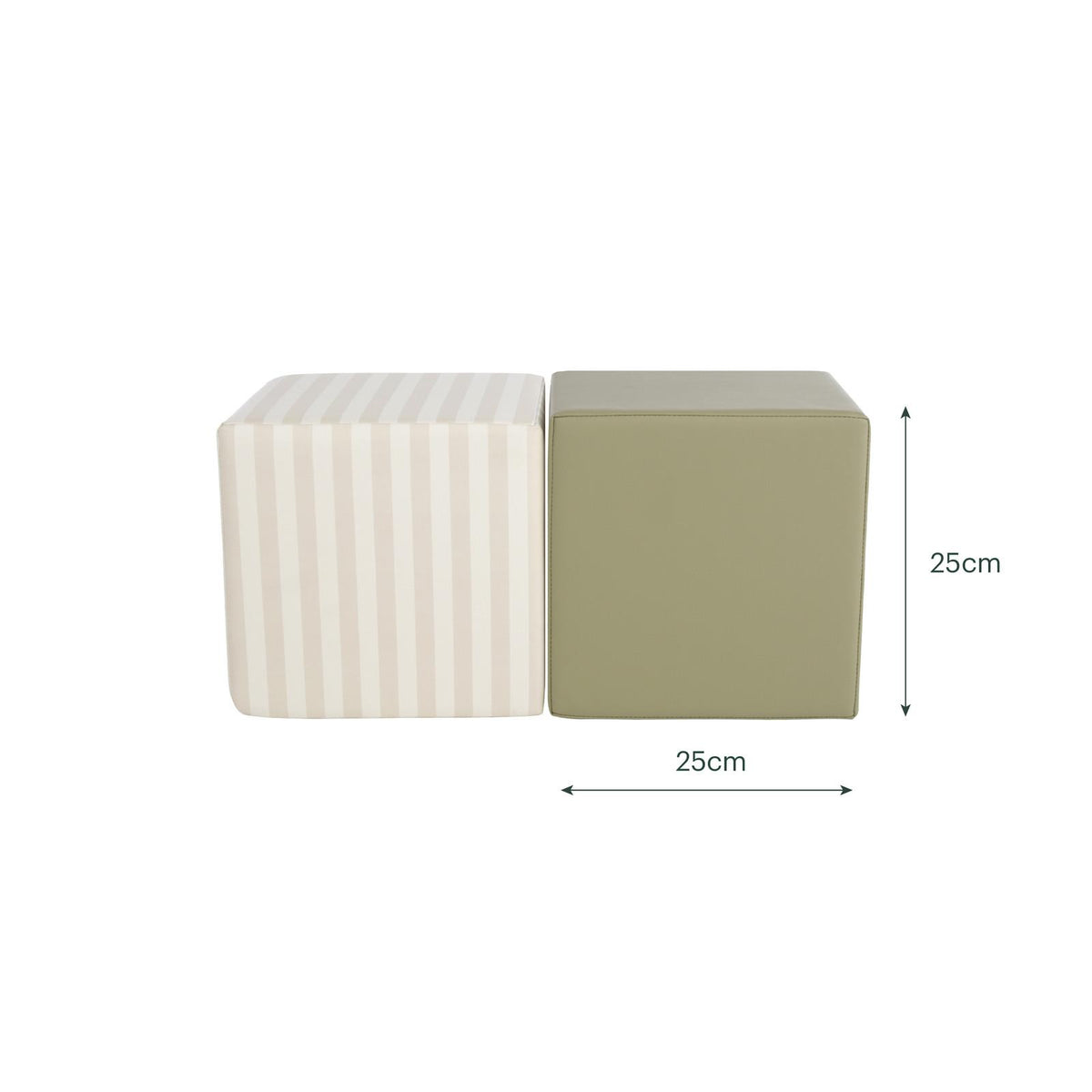 CuddleCo Soft Play Cubes 2pc - Cookie Stripe/Olive