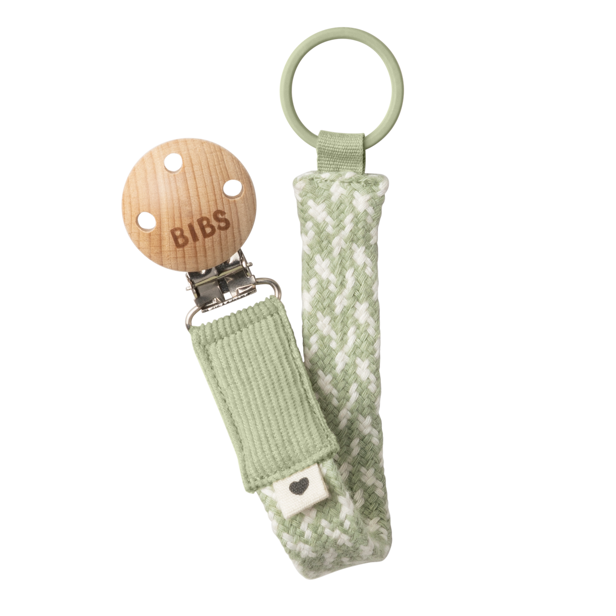BIBS Braided Pacifier Soother Clip - Sage/Ivory