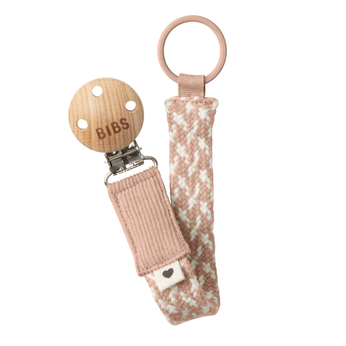 BIBS Braided Pacifier Soother Clip - Blush/Ivory