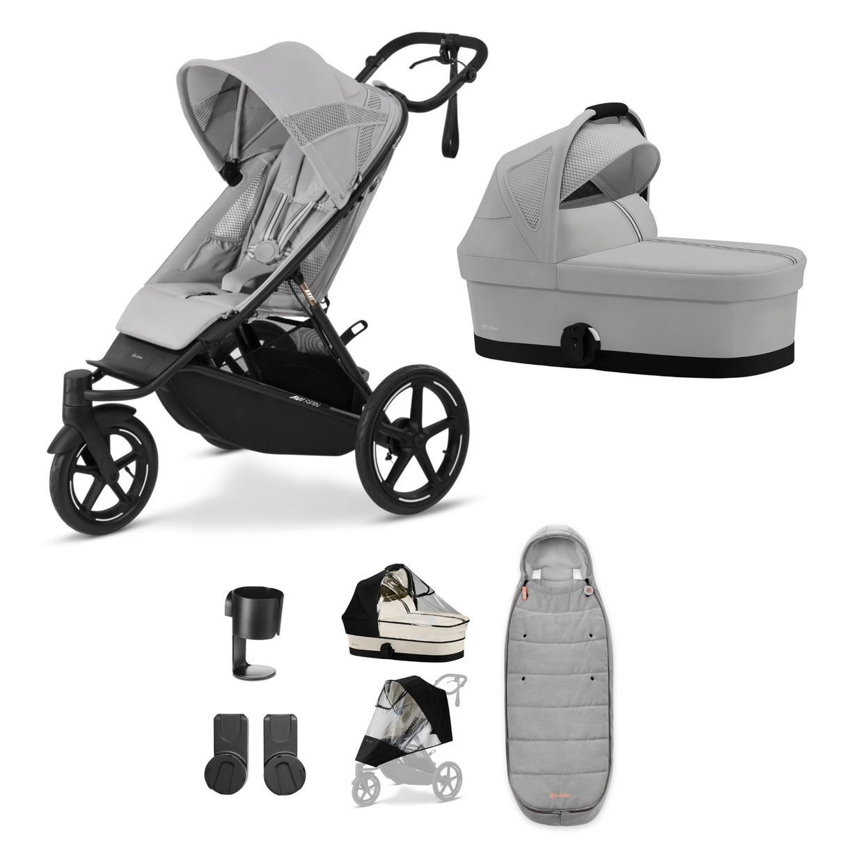 Cybex Avi Spin Pushchair Bundle with Accessories - Fog Grey