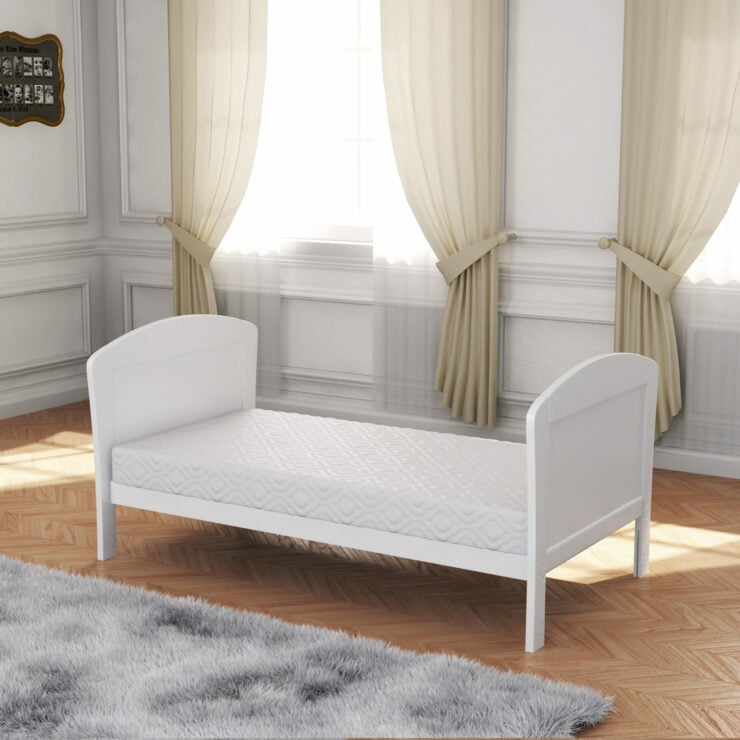 Babymore Aston 3 Piece Nursery Furniture Set with Cot Bed, Dresser & Wardrobe - White