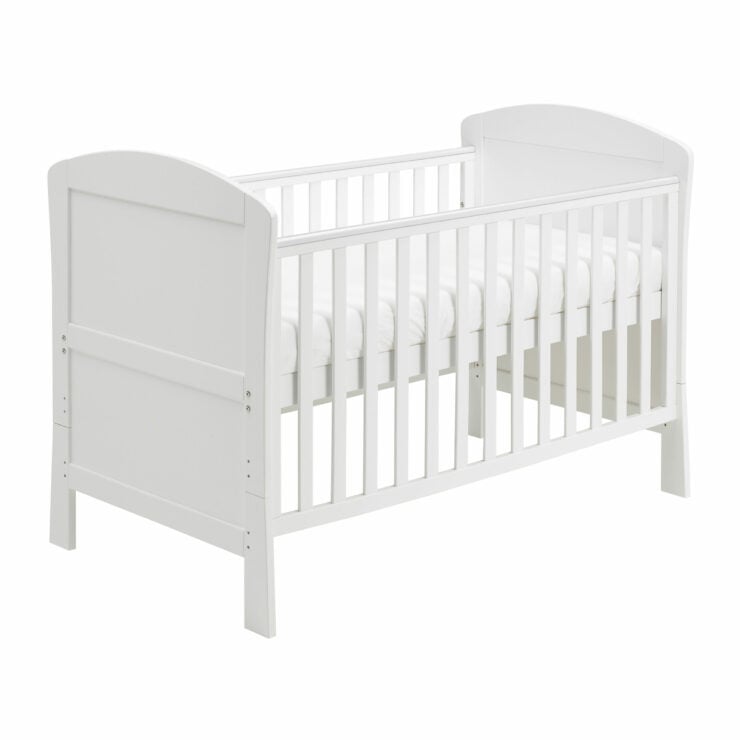 Babymore Aston 3 Piece Nursery Furniture Set with Cot Bed, Dresser & Wardrobe - White