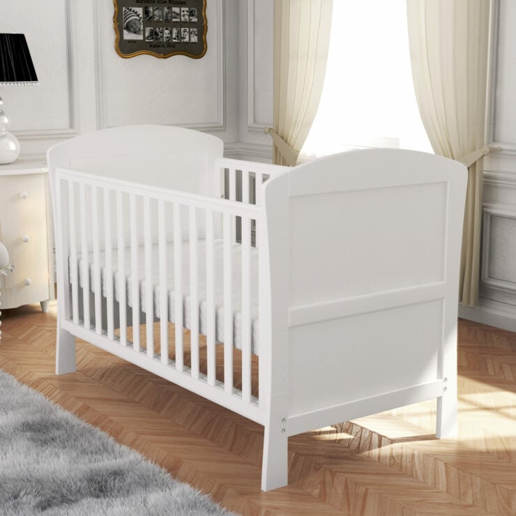 Babymore Aston 3 Piece Nursery Furniture Set with Cot Bed, Dresser & Wardrobe - White