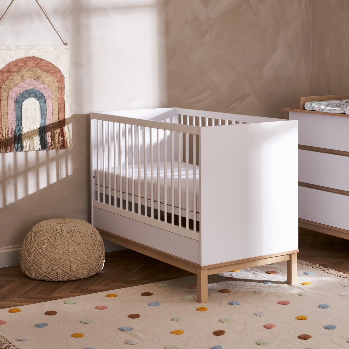 Obaby Astrid Mini 3 Piece Nursery Furniture Set with Mini Cot Bed & Dresser - White