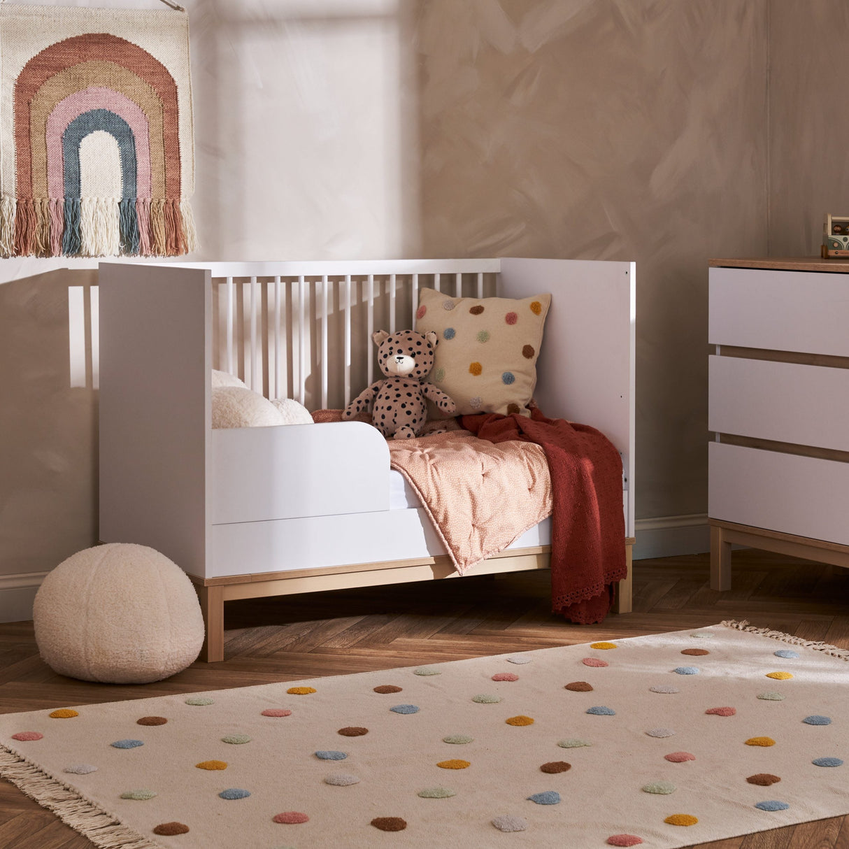 Obaby Astrid Mini 3 Piece Nursery Furniture Set with Mini Cot Bed & Dresser - White