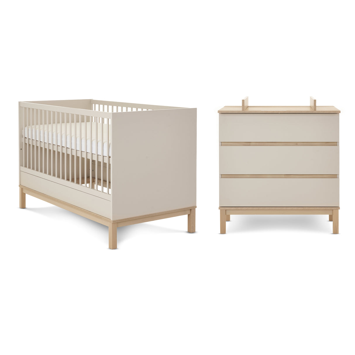 Obaby Astrid 2 Piece Nursery Furniture Set with Cot Bed and Dresser - Satin