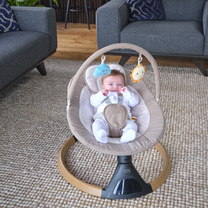 Bababing Hub 2 Bluetooth Newborn Swing - Grey/Beige