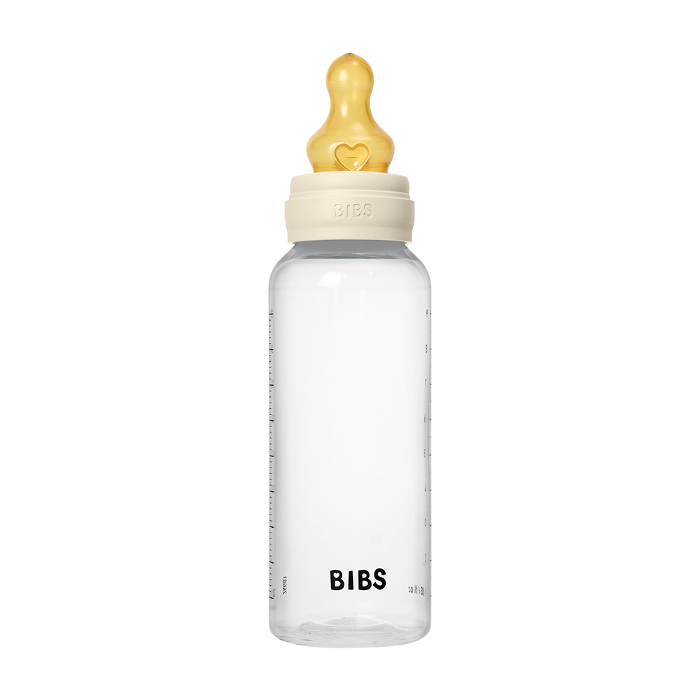 BIBS Medium Flow 2 Pack 270ml Round Latex Baby Bottle Set - Ivory