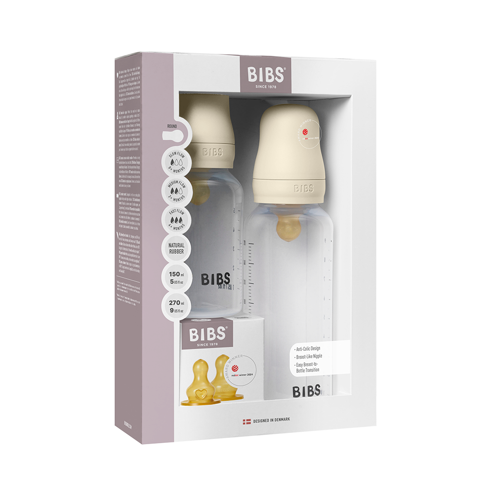 BIBS Grow & Flow Baby Bottle 150ml and 270ml Latex Set - Ivory