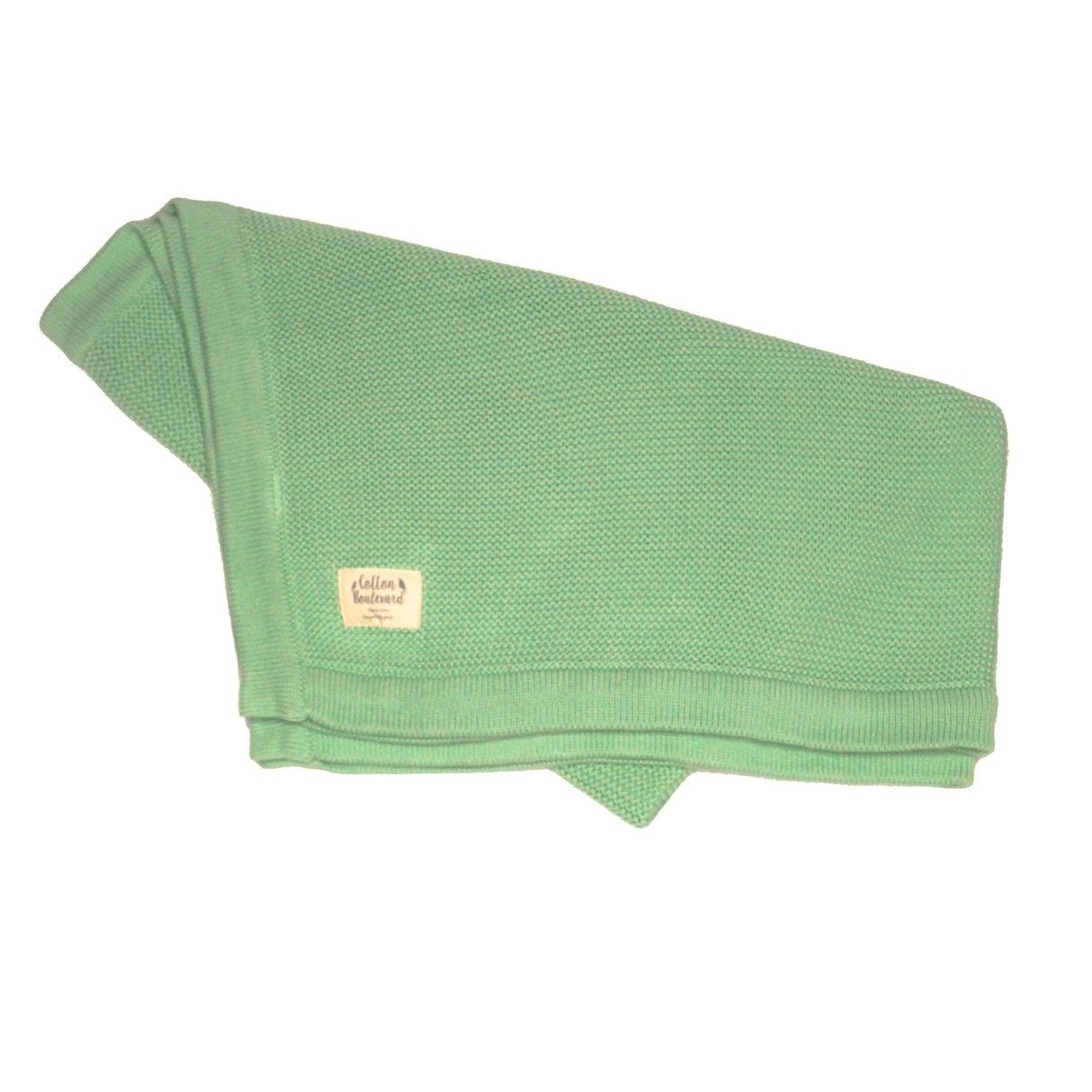Cotton Boulevard Organic Cotton Knitted Baby Blanket 100x80cm - Sage Green