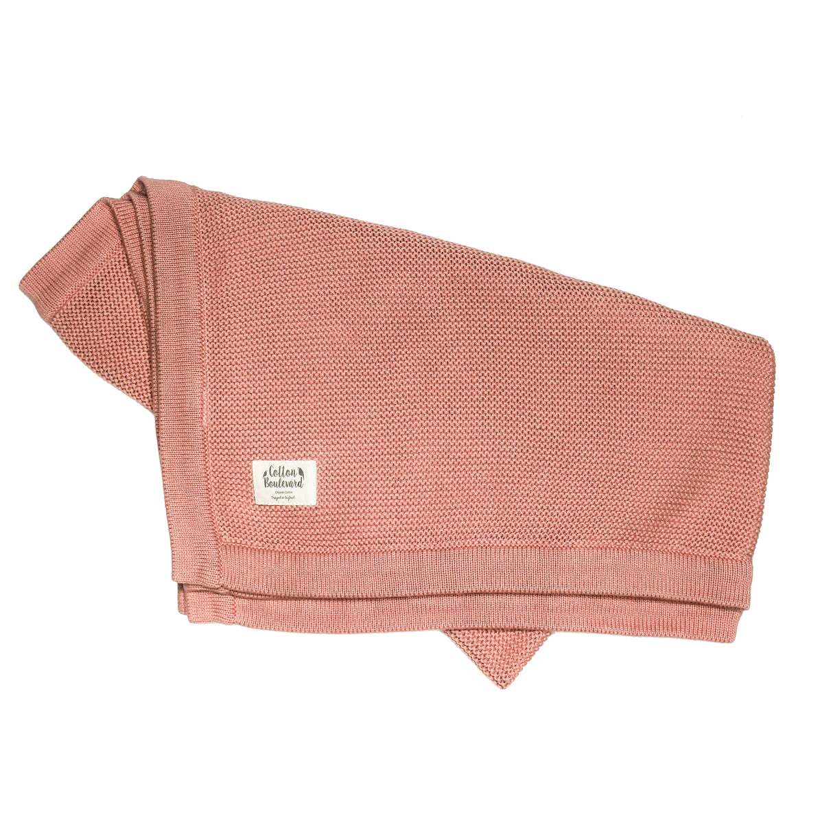 Cotton Boulevard Organic Cotton Knitted Baby Blanket 100x80cm - Dusty Pink