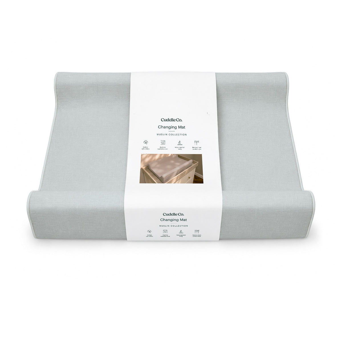 CuddleCo Wedge Muslin Changing Mat - Sea Salt Blue