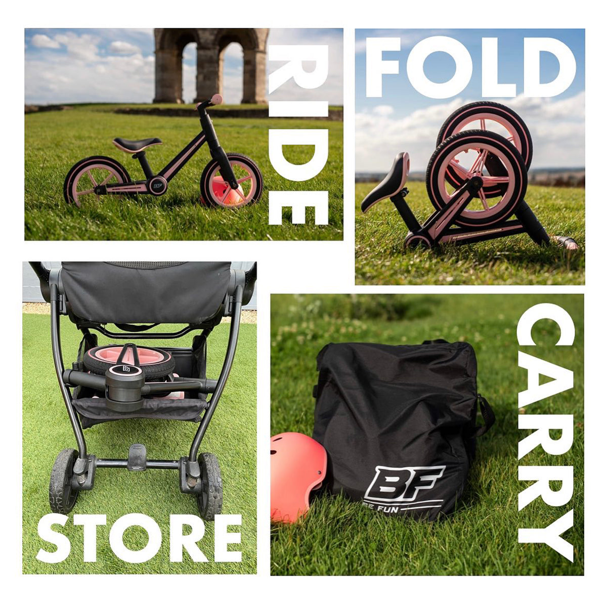 Be Fun Wheels Foldable Children's Balance Bike - Blossom Pink