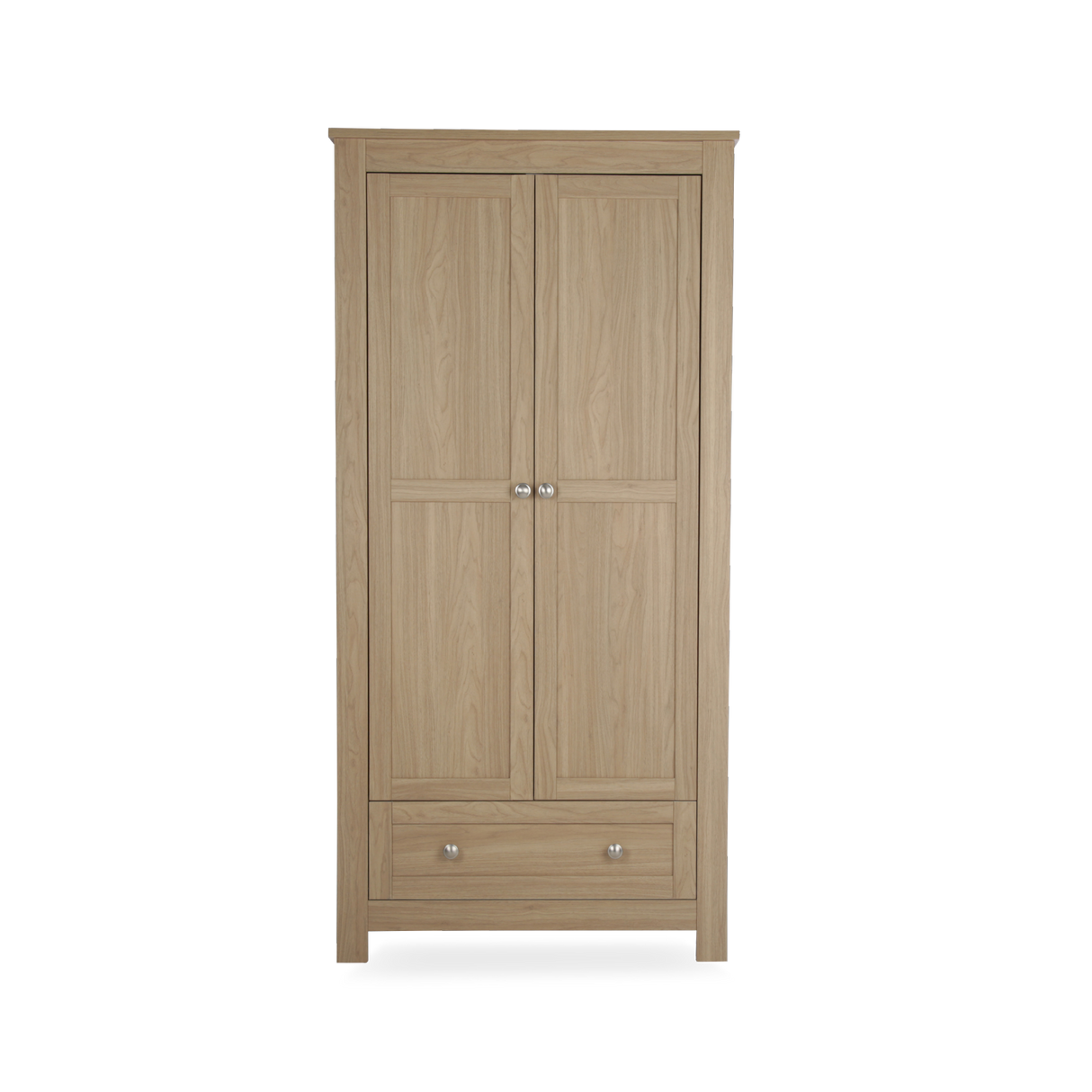 CuddleCo Burford 3 Piece Nursery Furniture Set with Cot Bed, Dresser & Wardrobe - Oak