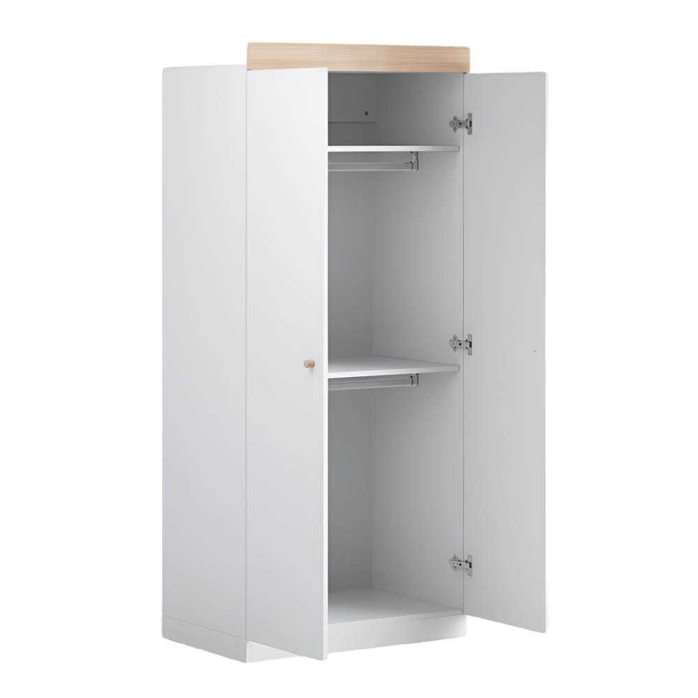 Little Acorns Burlington Double Nursery Wardrobe – White & Oak