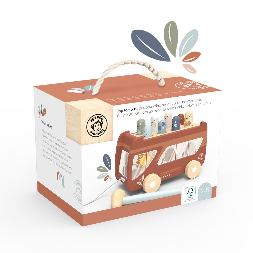 Speedy Monkey Wooden Children’s Bus Hammer Bench Toy