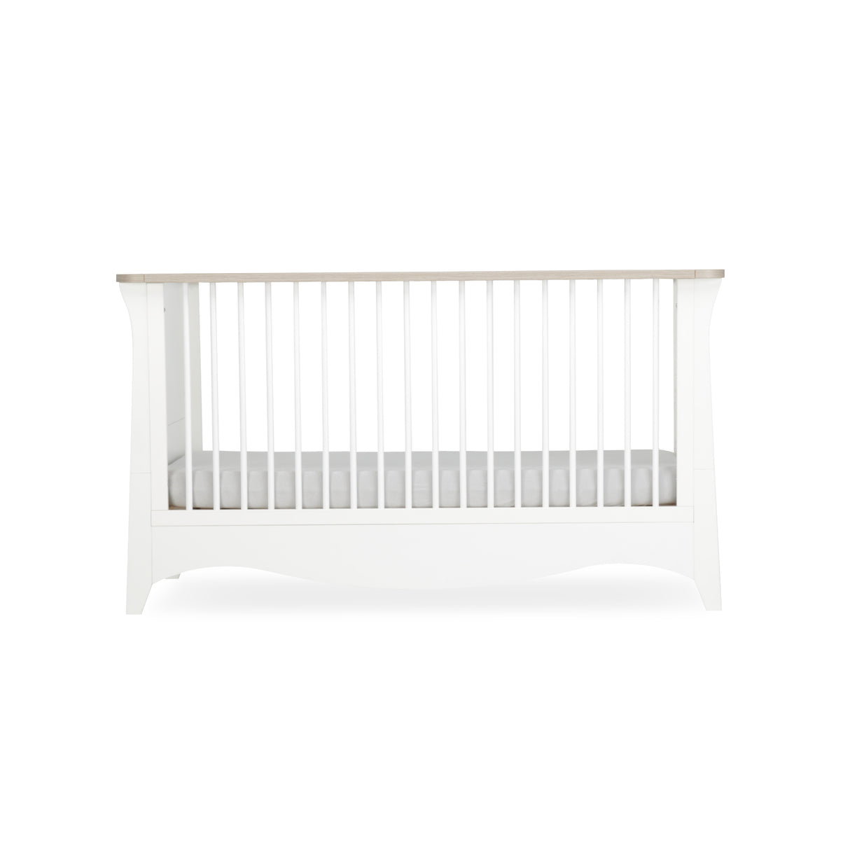 CuddleCo Clara Luxe 2 Piece Nursery Furniture Set with Cot Bed and Dresser - White & Ash