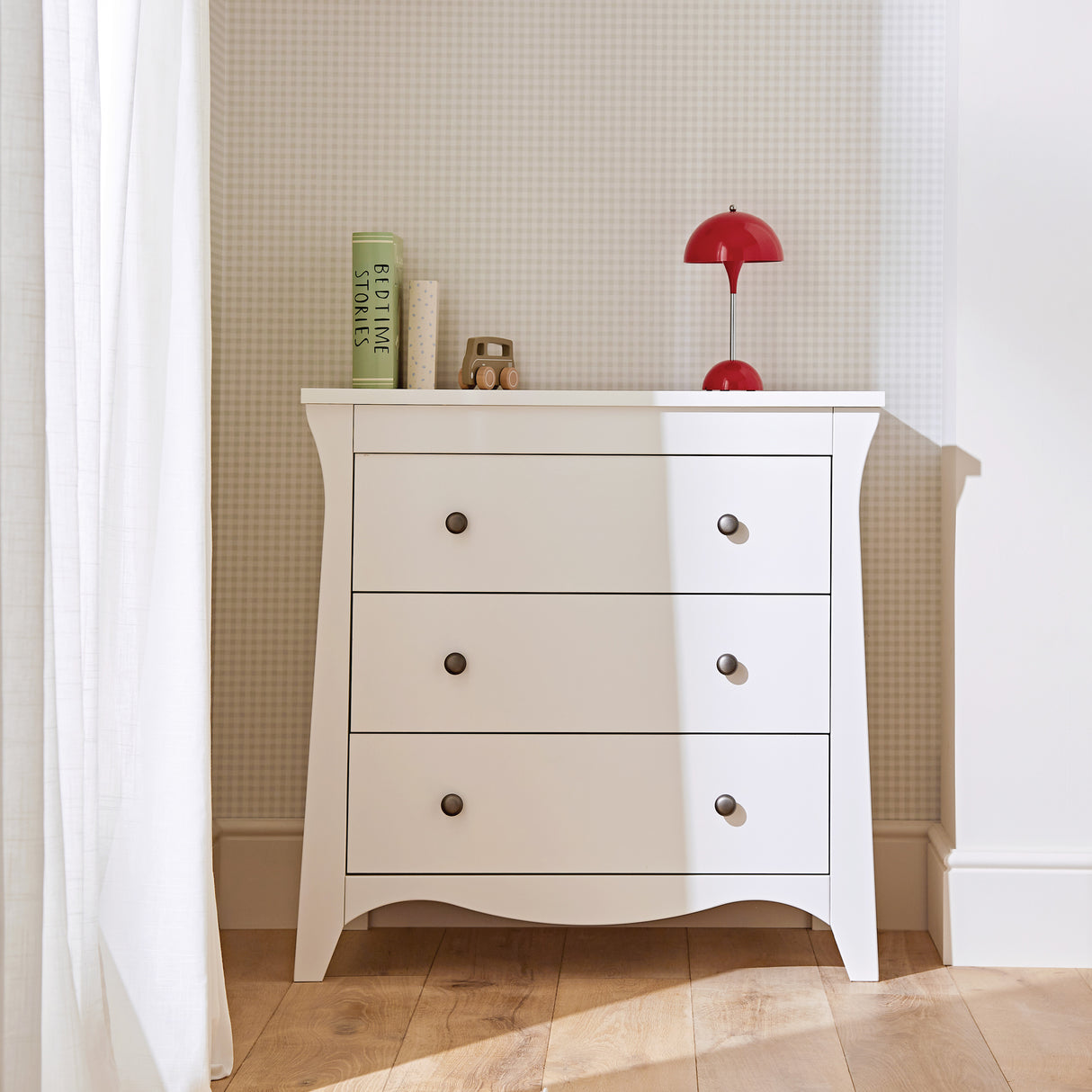 CuddleCo Clara 2 Piece Nursery Furniture Set with Cot Bed and Dresser - White