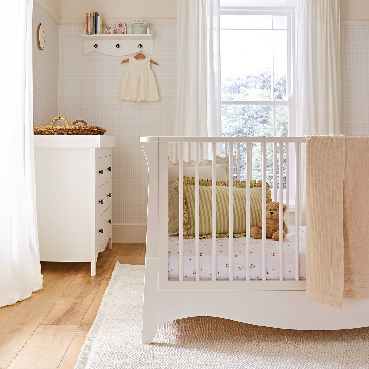 CuddleCo Clara 2 Piece Nursery Furniture Set with Cot Bed and Dresser - White