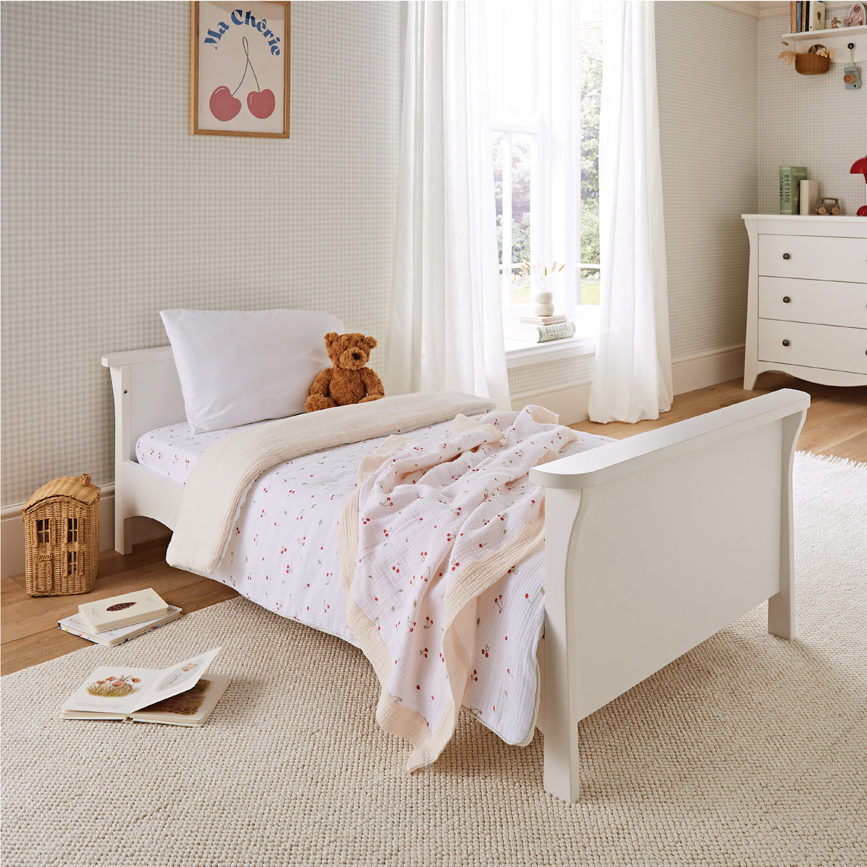 CuddleCo Clara 2 Piece Nursery Furniture Set with Cot Bed and Dresser - White